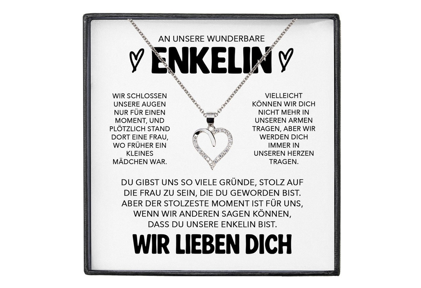 22Feels Schmuckset Unsere Enkelin Geschenk von Oma Opa Herz Halskette Mädchen Frauen (inkl. Geschenktasche, Karte, Poliertuch, Beutel), Silber 925/000, Karte Made In Germany von 22Feels