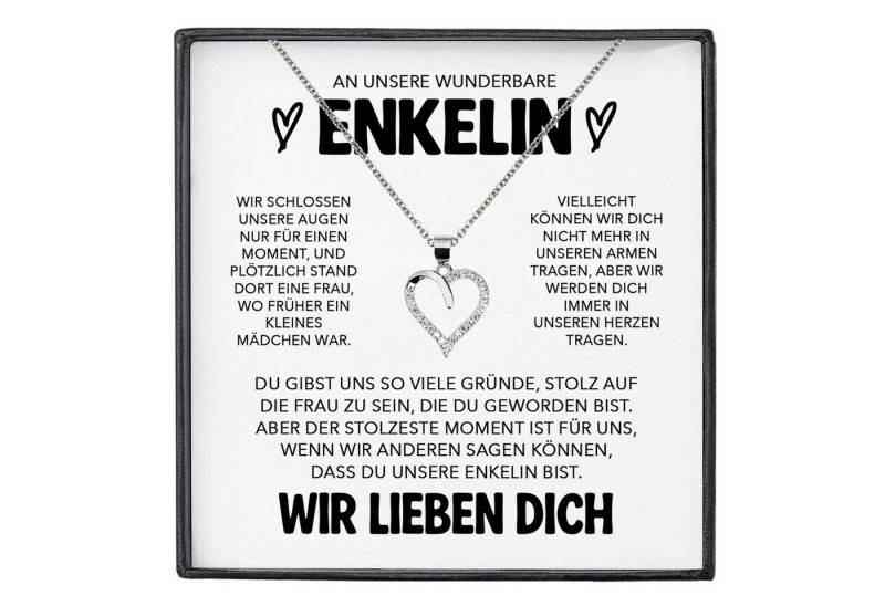 22Feels Schmuckset Unsere Enkelin Geschenk von Oma Opa Herz Halskette Mädchen Frauen (inkl. Geschenktasche, Karte, Poliertuch, Beutel), Silber 925/000, Karte Made In Germany von 22Feels