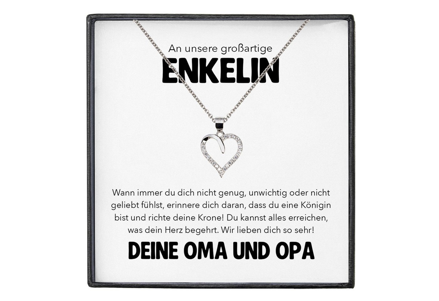 22Feels Schmuckset Unsere Enkelin Geschenk von Oma Opa Herz Halskette Mädchen Frauen (inkl. Geschenktasche, Karte, Poliertuch, Beutel), Silber 925/000, Karte Made In Germany von 22Feels
