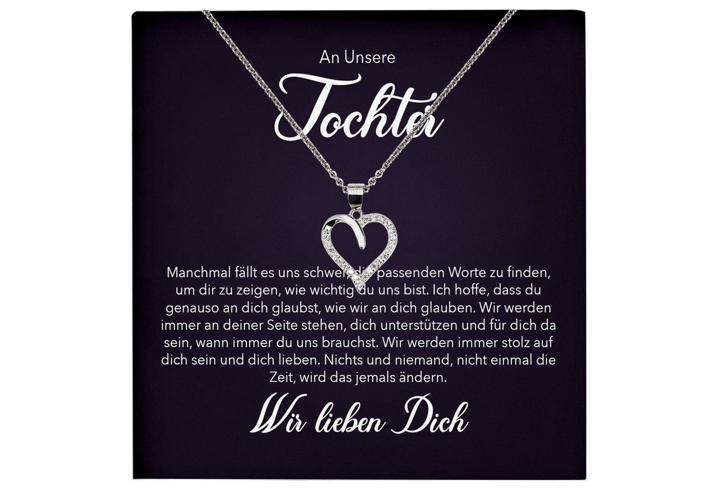 22Feels Schmuckset Unsere Tochter Geschenk Mädchen Frauen Schmuck Halskette Abitur (inkl. Geschenktasche, Karte, Poliertuch, Beutel), Echt-Silber 925/000, Karte Made In Germany von 22Feels