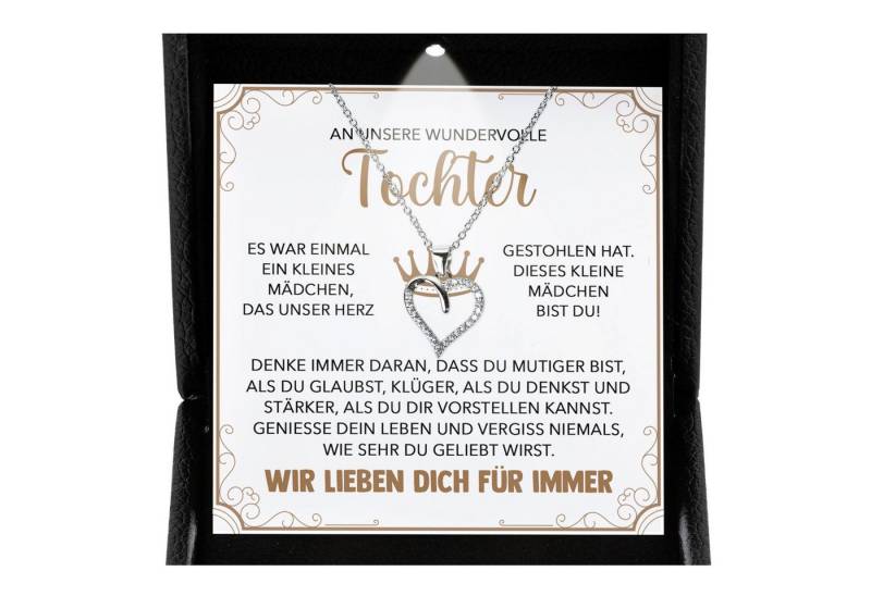 22Feels Schmuckset Unsere Tochter Geschenk von Mama Papa Mädchen Frauen Herz Halskette (inkl. Geschenktasche, Karte, Poliertuch, Beutel), Premium Licht Etui, Silber 925/000, Karte Made In Germany von 22Feels