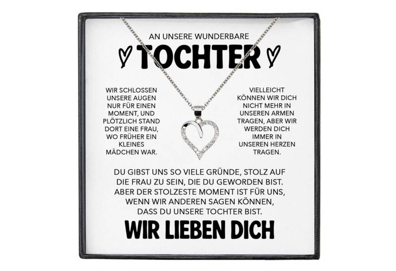 22Feels Schmuckset Unsere Tochter Geschenk von Mama Papa Mädchen Frauen Herz Halskette (inkl. Geschenktasche, Karte, Poliertuch, Beutel), Silber 925/000, Karte Made In Germany von 22Feels