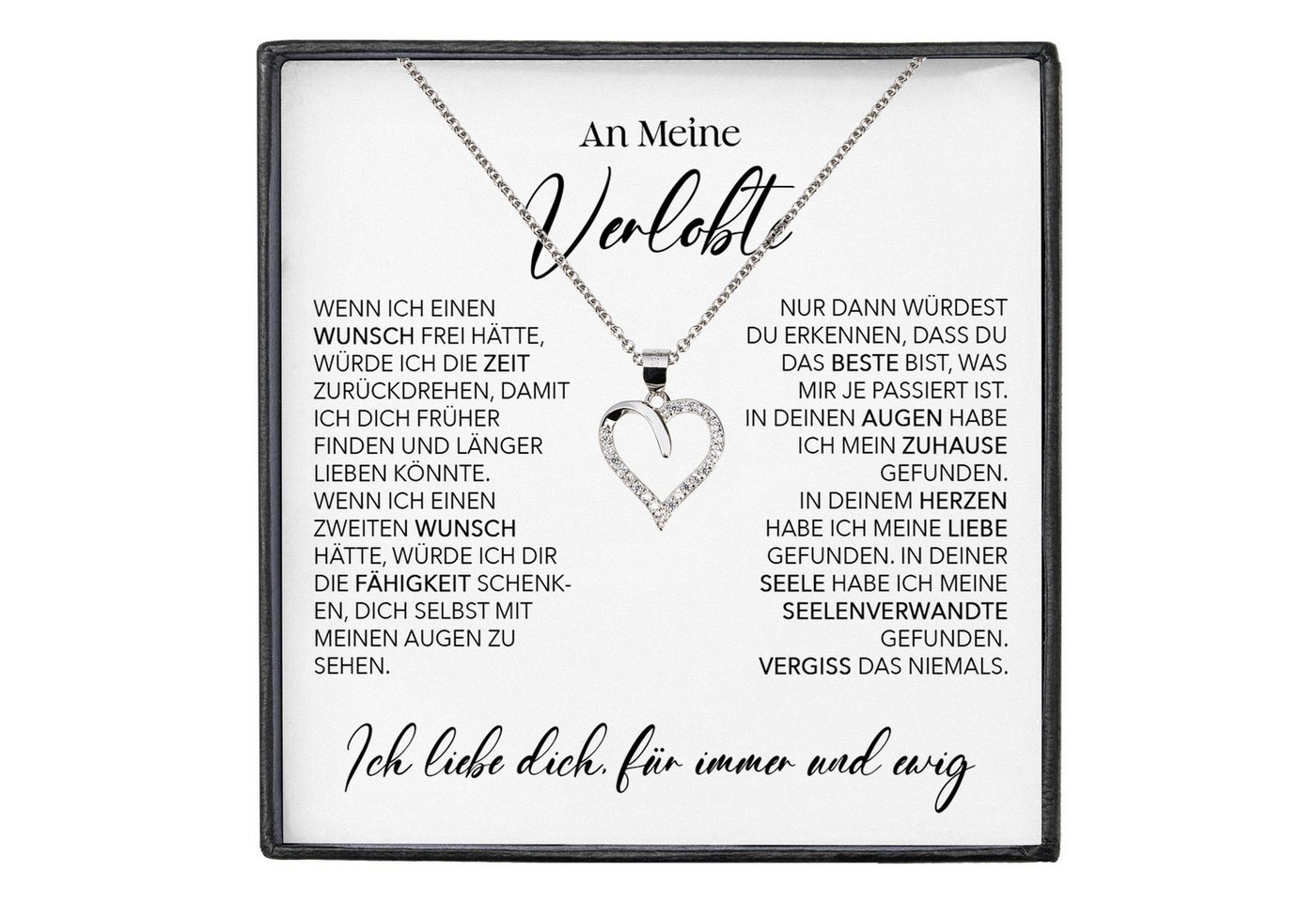 22Feels Schmuckset Verlobung Geschenk Frauen Schmuck Herz Halskette Verlobte Valentinstag (inkl. Geschenktasche, Karte, Poliertuch, Beutel), Echt-Silber 925/000, Karte Made In Germany von 22Feels