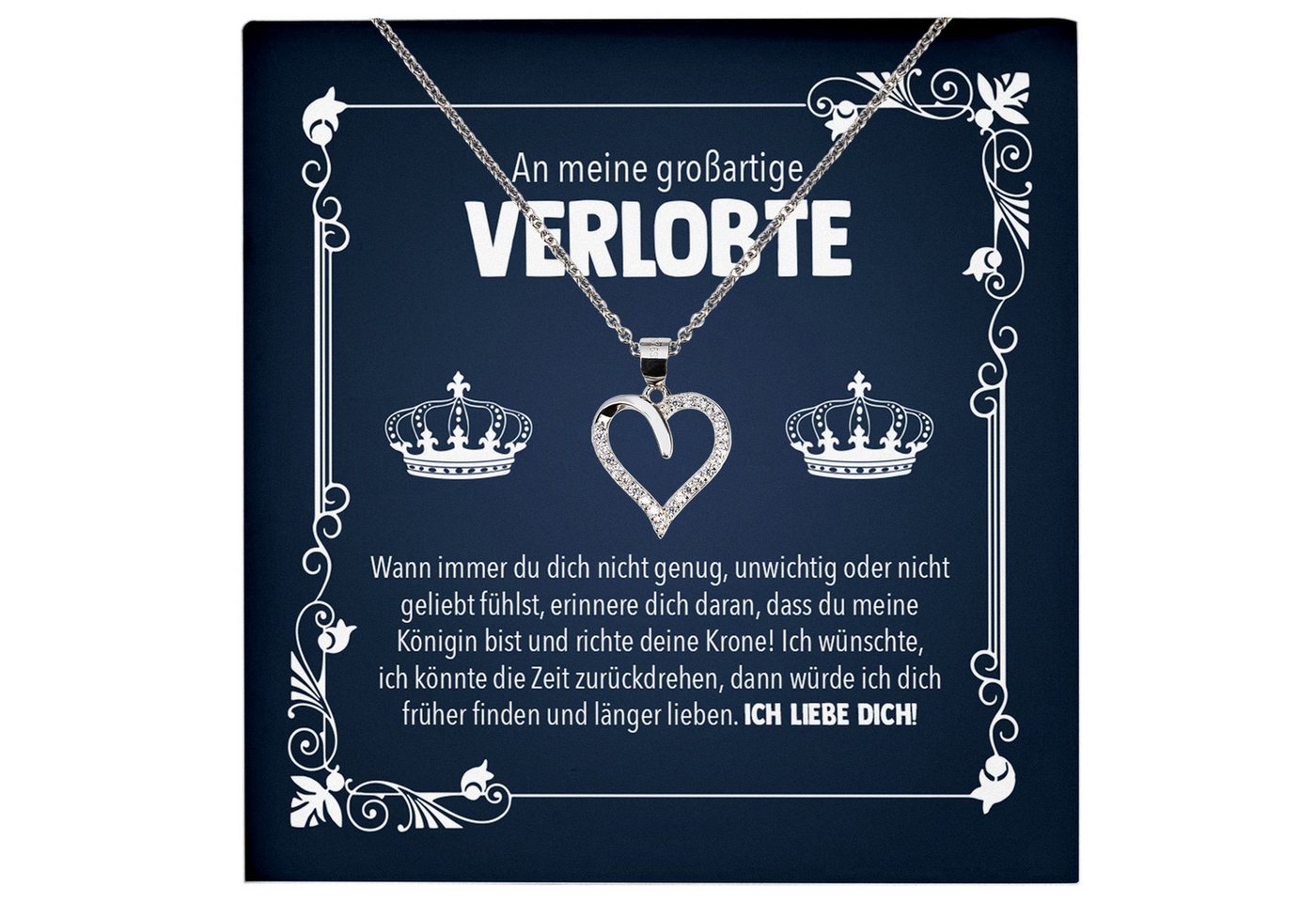 22Feels Schmuckset Verlobung Geschenk Frauen Schmuck Herz Halskette Verlobte Valentinstag (inkl. Geschenktasche, Karte, Poliertuch, Beutel), Echt-Silber 925/000, Karte Made In Germany von 22Feels