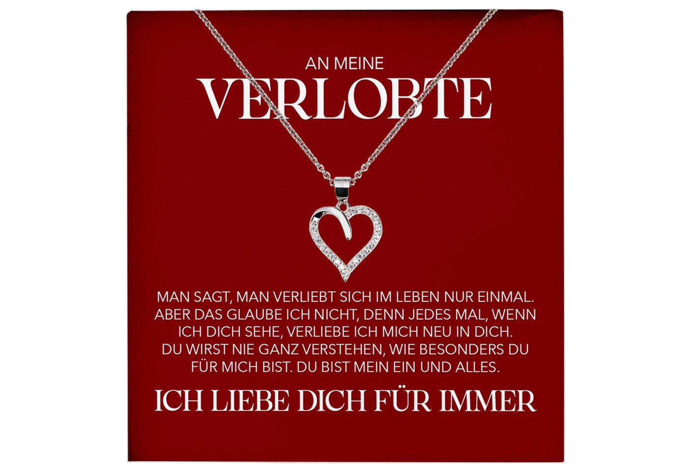22Feels Schmuckset Verlobung Geschenk Frauen Schmuck Herz Halskette Verlobte Valentinstag (inkl. Geschenktasche, Karte, Poliertuch, Beutel), Echt-Silber 925/000, Karte Made In Germany von 22Feels