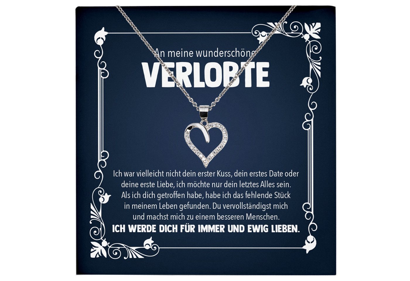 22Feels Schmuckset Verlobung Geschenk Frauen Schmuck Herz Halskette Verlobte Valentinstag (inkl. Geschenktasche, Karte, Poliertuch, Beutel), Echt-Silber 925/000, Karte Made In Germany von 22Feels