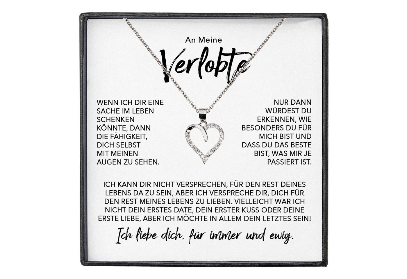 22Feels Schmuckset Verlobung Geschenk Frauen Schmuck Herz Halskette Verlobte Valentinstag (inkl. Geschenktasche, Karte, Poliertuch, Beutel), Echt-Silber 925/000, Karte Made In Germany von 22Feels