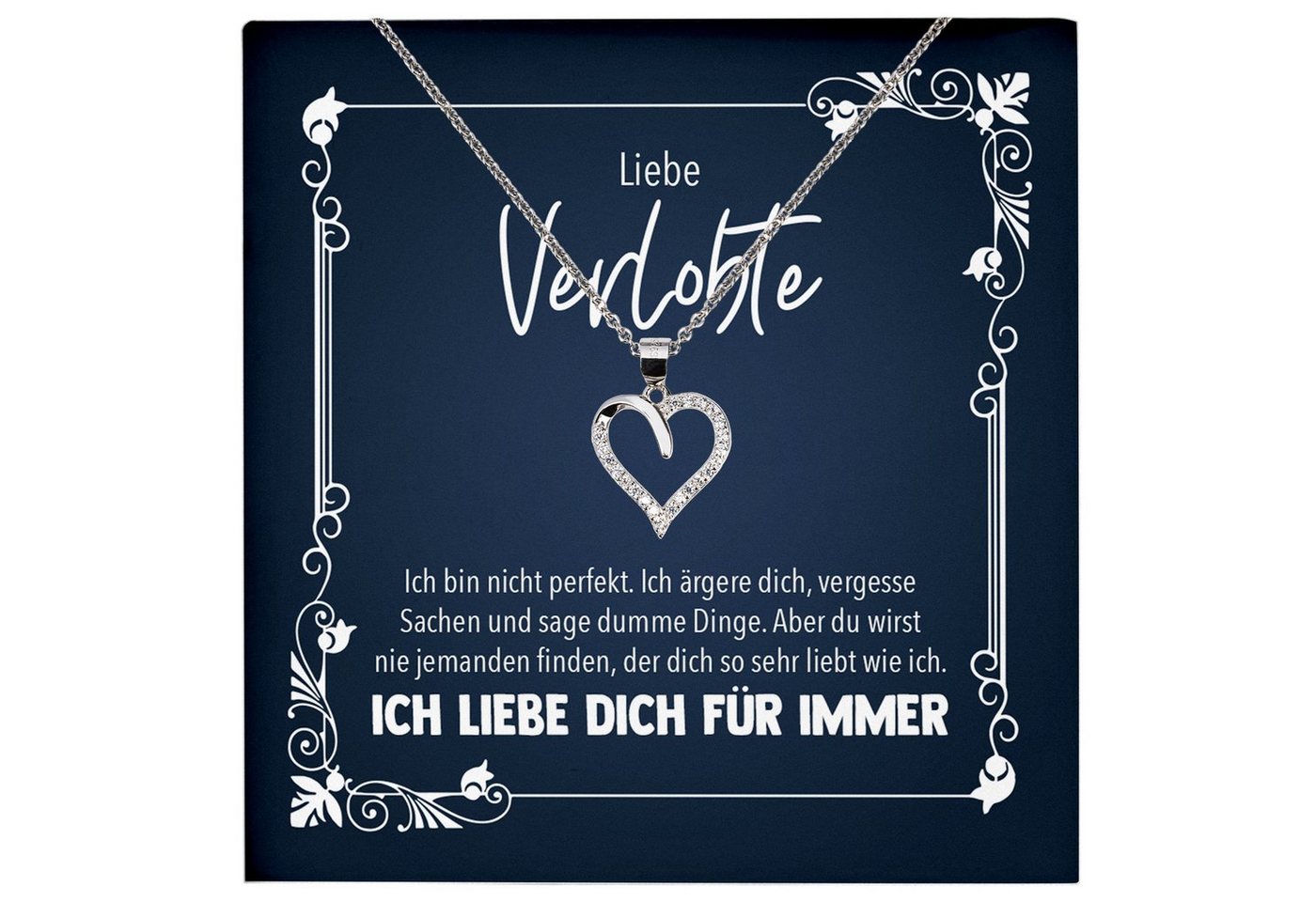 22Feels Schmuckset Verlobung Geschenk Frauen Schmuck Verlobte Halskette Valentinstag Herz, Echt-Silber 925/000, Karte Made In Germany von 22Feels