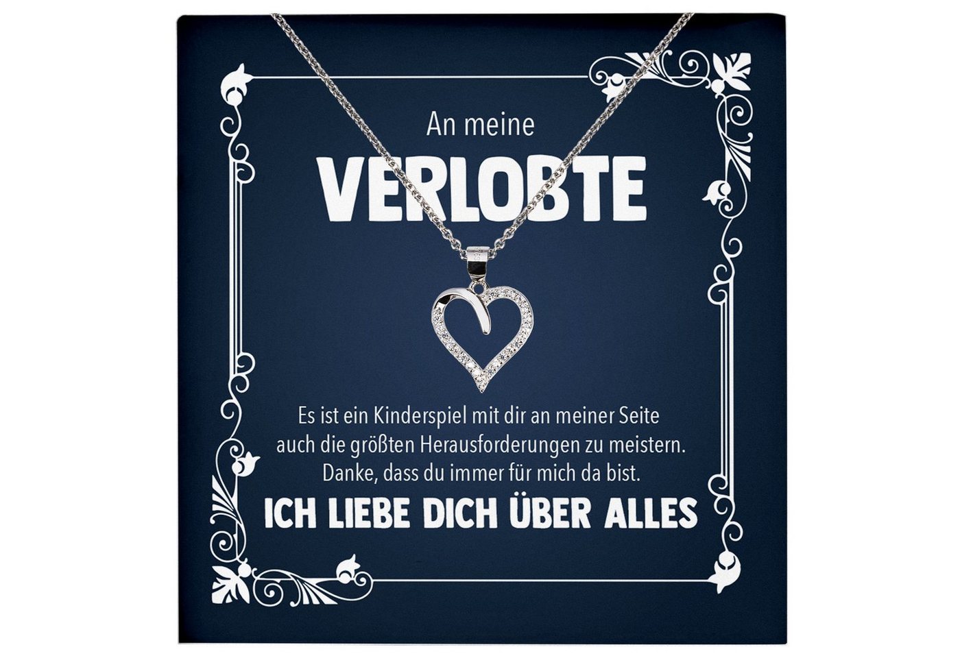 22Feels Schmuckset Verlobung Geschenk Frauen Schmuck Verlobte Halskette Valentinstag Herz, Echt-Silber 925/000, Karte Made In Germany von 22Feels