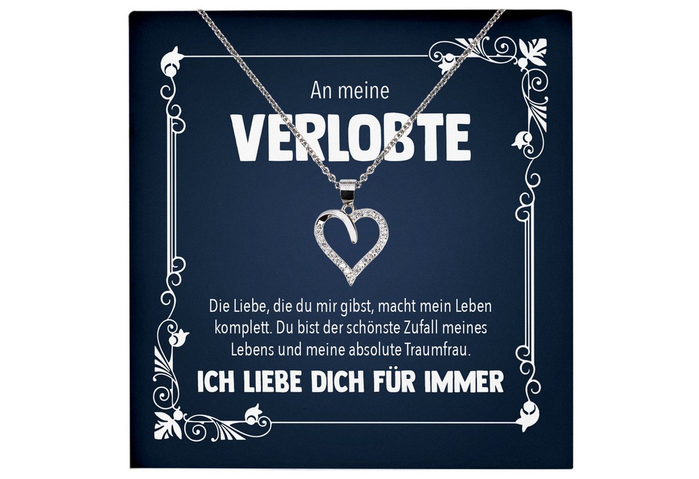 22Feels Schmuckset Verlobung Geschenk Frauen Schmuck Verlobte Halskette Valentinstag Herz, Echt-Silber 925/000, Karte Made In Germany von 22Feels