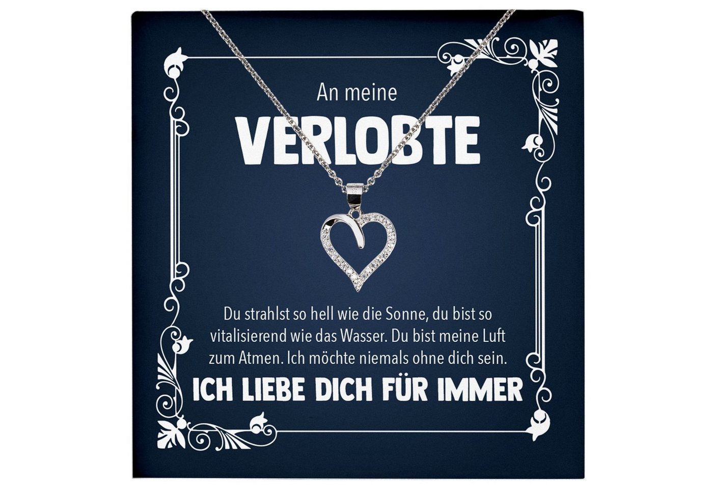 22Feels Schmuckset Verlobung Geschenk Frauen Schmuck Verlobte Halskette Valentinstag Herz, Echt-Silber 925/000, Karte Made In Germany von 22Feels