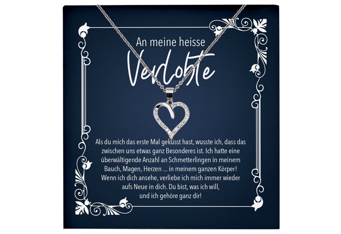 22Feels Schmuckset Verlobung Geschenk Frauen Schmuck Verlobte Halskette Valentinstag Herz, Echt-Silber 925/000, Karte Made In Germany von 22Feels