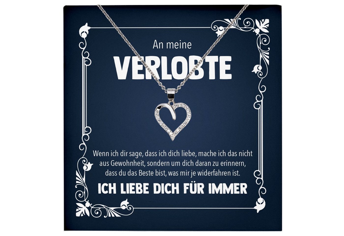 22Feels Schmuckset Verlobung Geschenk Frauen Schmuck Verlobte Halskette Valentinstag Herz, Echt-Silber 925/000, Karte Made In Germany von 22Feels