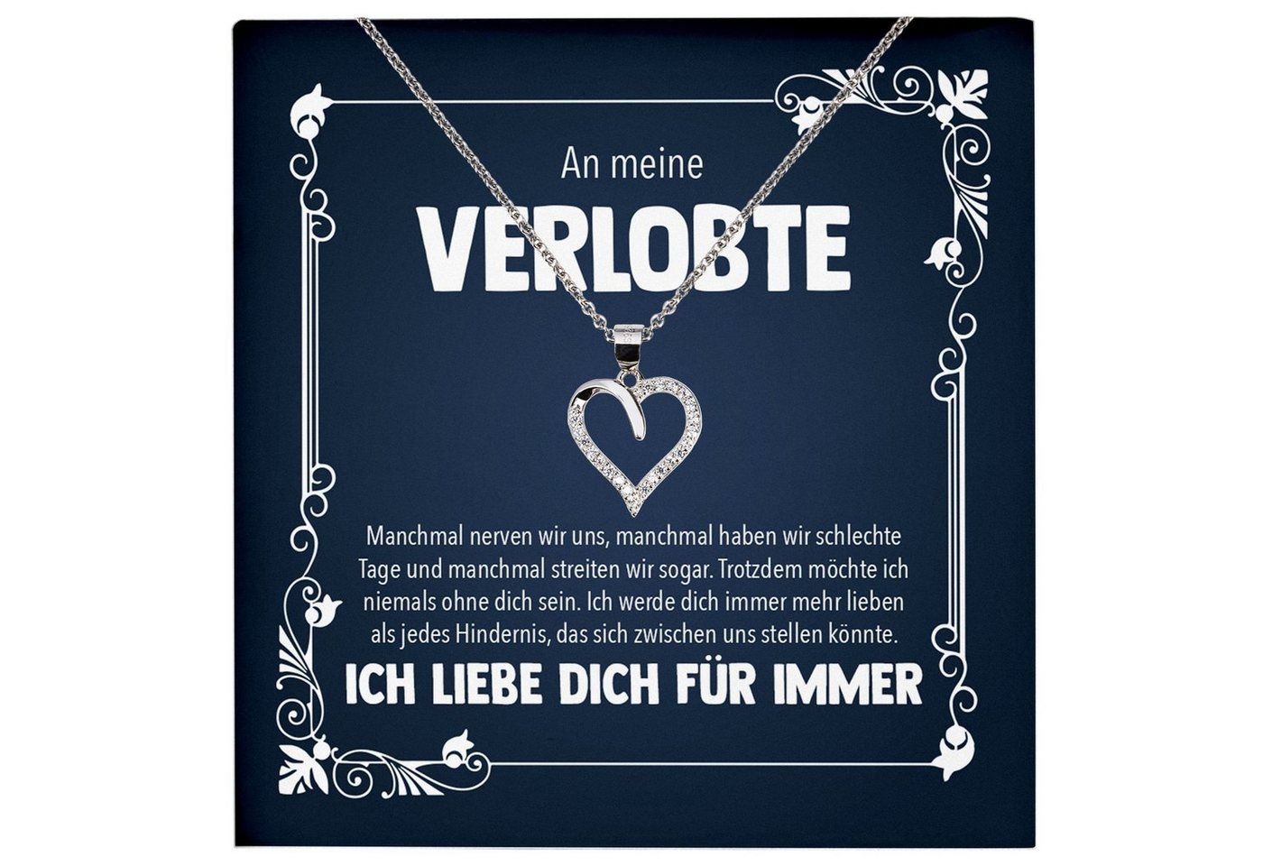 22Feels Schmuckset Verlobung Geschenk Frauen Schmuck Verlobte Halskette Valentinstag Herz, Echt-Silber 925/000, Karte Made In Germany von 22Feels