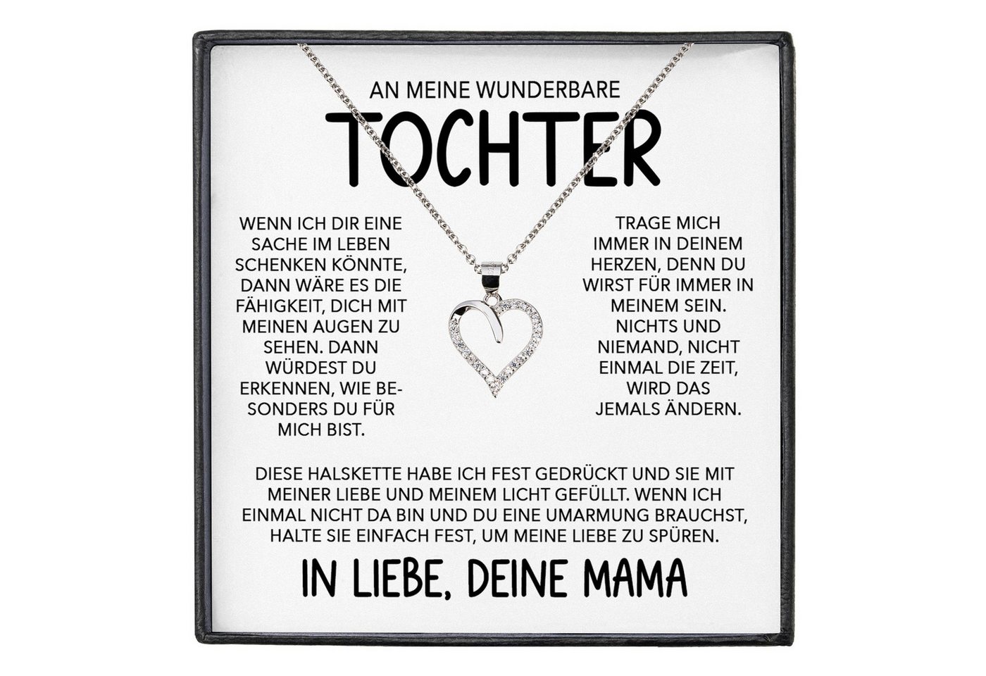 22Feels Schmuckset Wunderbare Tochter Geschenk v. Mama Mädchen Frauen Schmuck Halskette (inkl. Geschenktasche, Karte, Poliertuch, Beutel), Echt-Silber 925/000, Karte Made In Germany von 22Feels