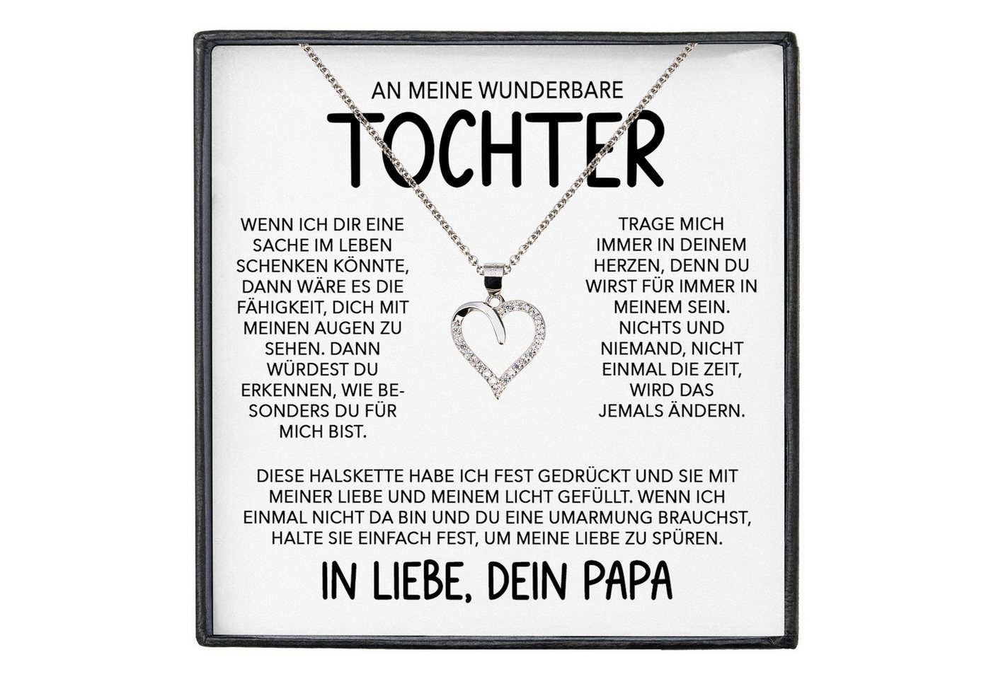 22Feels Schmuckset Wunderbare Tochter Geschenk v. Papa Mädchen Frauen Schmuck Halskette (inkl. Geschenktasche, Karte, Poliertuch, Beutel), Echt-Silber 925/000, Karte Made In Germany von 22Feels