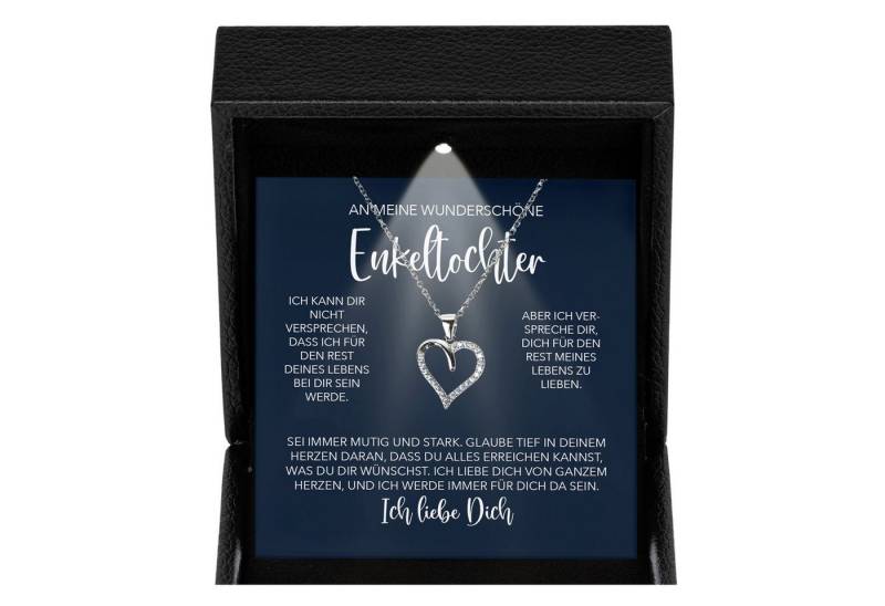 22Feels Schmuckset Wunderschöne Enkelin Geschenk Mädchen Frauen Halskette Herz Collier (Geschenkset), Silber 925/000, Geschenkset Made In Germany, Premium Licht Etui von 22Feels