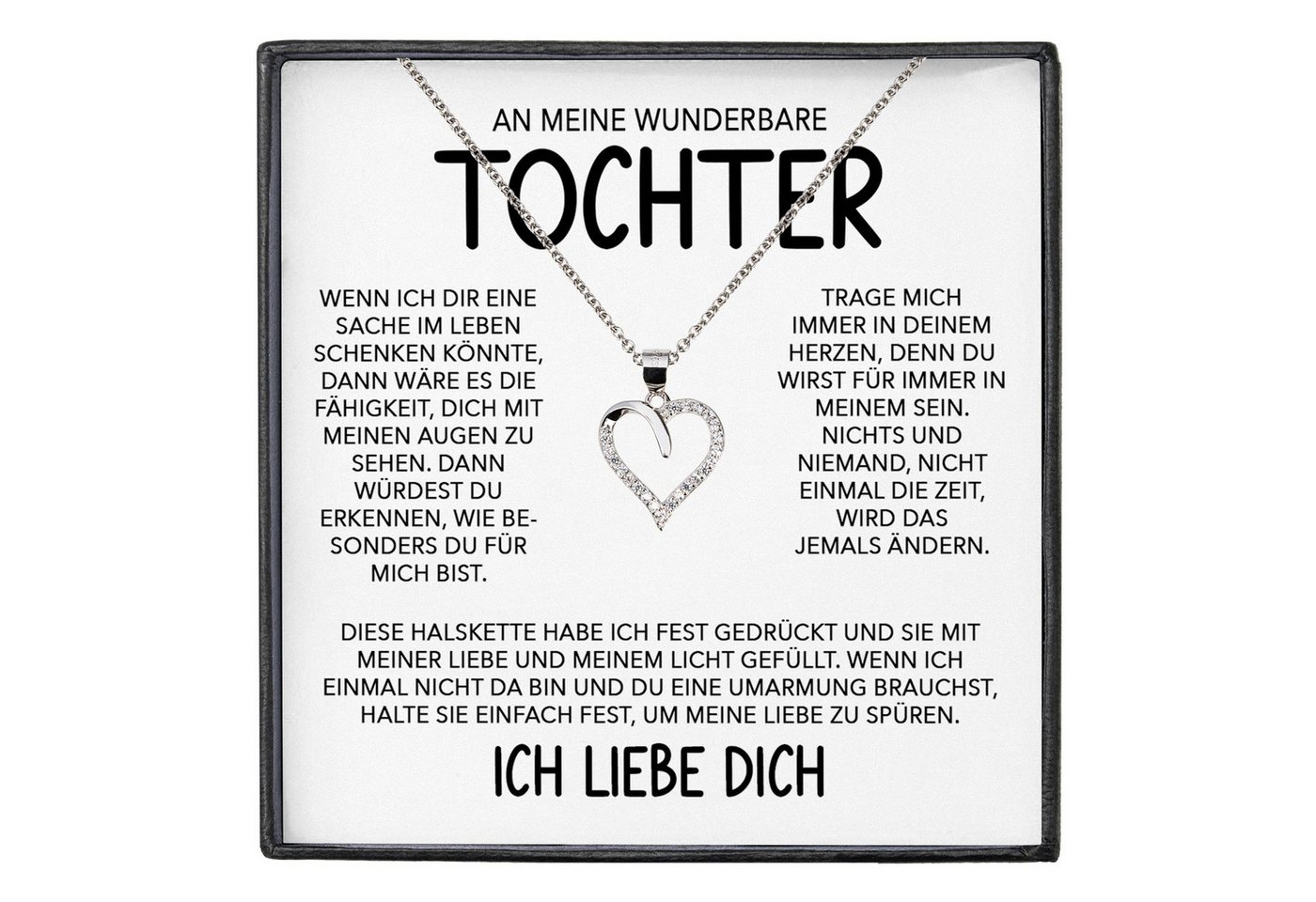 22Feels Schmuckset Wundervolle Tochter Geschenk Mädchen Frauen Schmuck Halskette Herz Abi (inkl. Geschenktasche, Karte, Poliertuch, Beutel), Echt-Silber 925/000, Karte Made In Germany von 22Feels