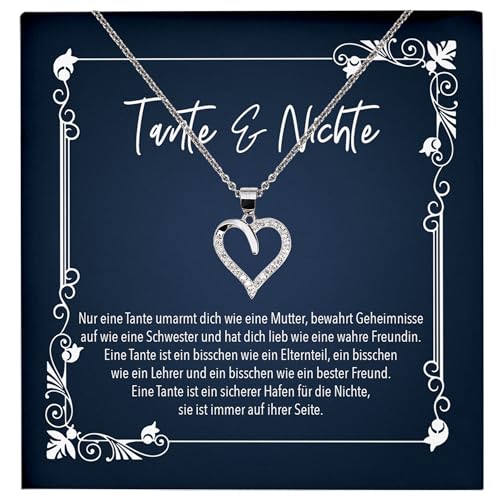 22Feels Tante Geschenk von Nichte Geburtstag, Frauen Schmuck Set - Echt Silber 925 Herz Halskette und Karte von 22Feels