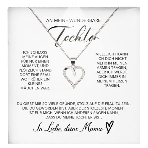 22Feels Tochter Geschenk Mädchen Schmuck Frauen - Silber 925/000 Herz Halskette - Konfirmation Firmung 18. Geburtstag Weihnachten Schulabschluss Bachelor Master - Karte Premium LED Licht Etui 22Feels Tochter Geschenk Mädchen Schmuck Frauen - Silber 925/000 Herz Halskette - Konfirmation Firmung 18. Geburtstag Weihnachten Schulabschluss Bachelor Master - Karte Premium LED Licht Etui von 22Feels