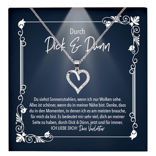 22Feels Verlobte Geschenk Damen Schmuck Heiratsantrag - Silber 925/000 Herz Halskette - Ich Liebe Dich Frauen Bride to be Verlobung Valentinstag Weihnachten - Karte Premium Licht Etui von 22Feels