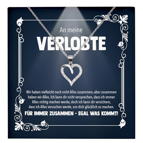 22Feels Verlobte Geschenk Damen Schmuck Heiratsantrag - Silber 925/000 Herz Halskette - Ich Liebe Dich Frauen Bride to be Verlobung Valentinstag Weihnachten - Karte Premium Licht Etui von 22Feels