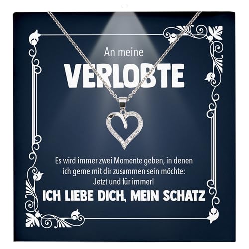 22Feels Verlobte Geschenk Damen Schmuck Heiratsantrag - Silber 925/000 Herz Halskette - Ich Liebe Dich Frauen Bride to be Verlobung Valentinstag Weihnachten - Karte Premium Licht Etui von 22Feels
