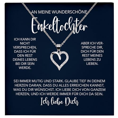 22Feels Wunderschöne Enkelin Geschenk Silber 925/000 Herz Halskette mit Karte Mädchen Frauen Schmuck Enkelkind Geburtstag Damen Weihnachten Firmung Konfirmation von 22Feels