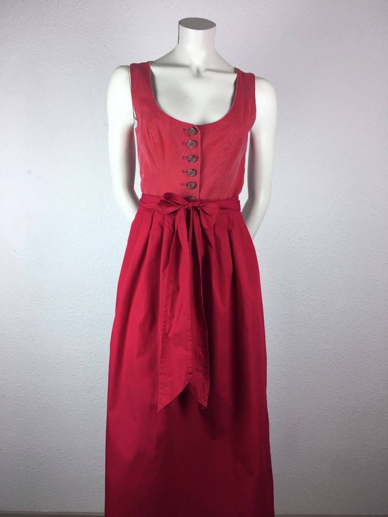 Dirndl Kleid Vintage | M Lang Rot Weiß Blau Kariert Optional Mit Roter Schürze von 22nddresses