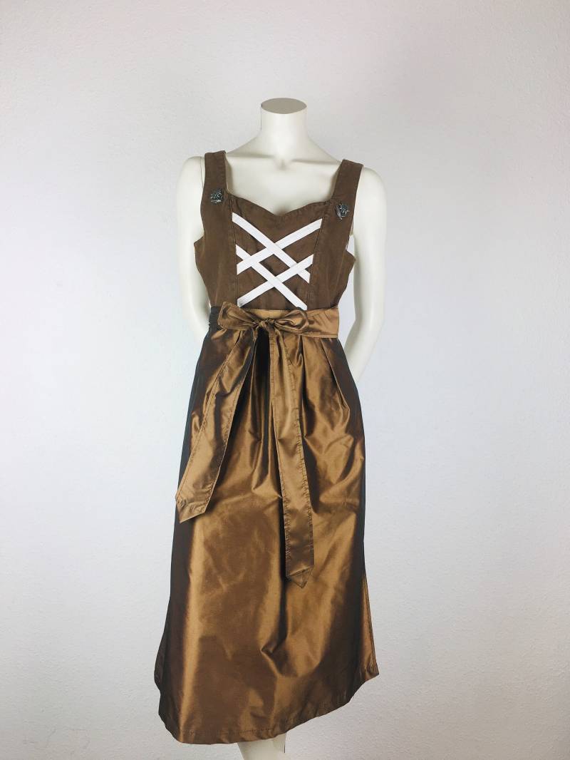 Dirndl-Kleid Vintage | M Midi Lang Beige Braun Optional Mit Glänzender Schürze von 22nddresses