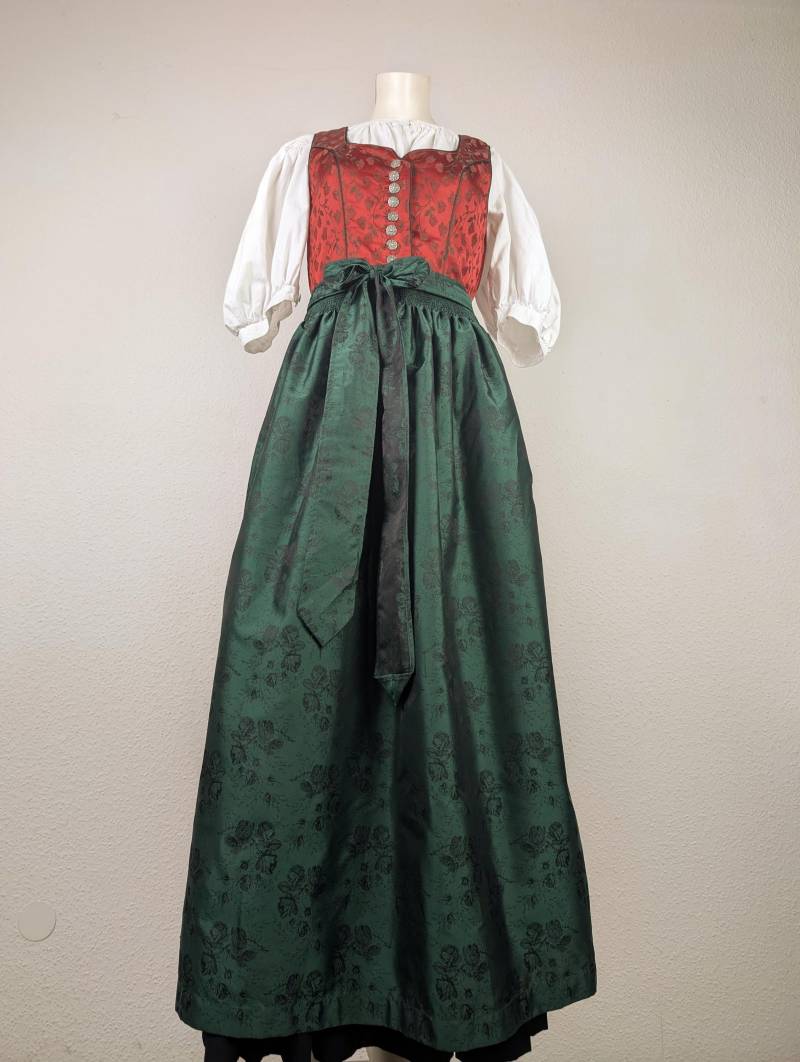 Dirndl | S Maxi Lang Rot Grün Mit Passender Schürze von 22nddresses