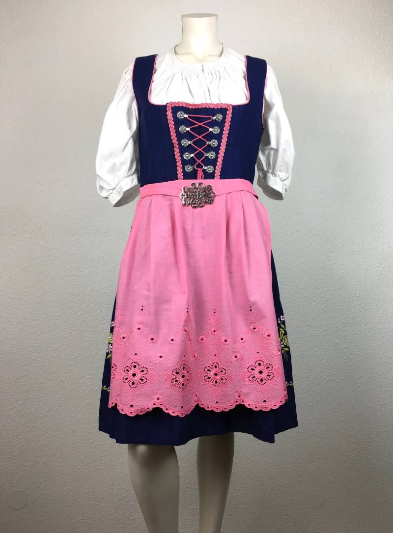 Dirndl Vintage | M Knielang Blau Rosa Optional Mit Loch - Schürze von 22nddresses