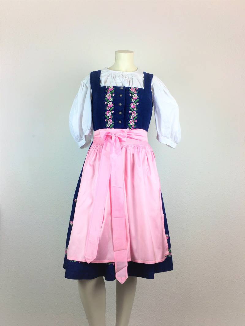 Dirndl Vintage | S Midi Knielang Blau Rosa Grün Blumen Optional Mit Glänzender Schürze Dirndl Vintage | S Midi Knielang Blau Rosa Grün Blumen Optional Mit Glänzender Schürze von 22nddresses