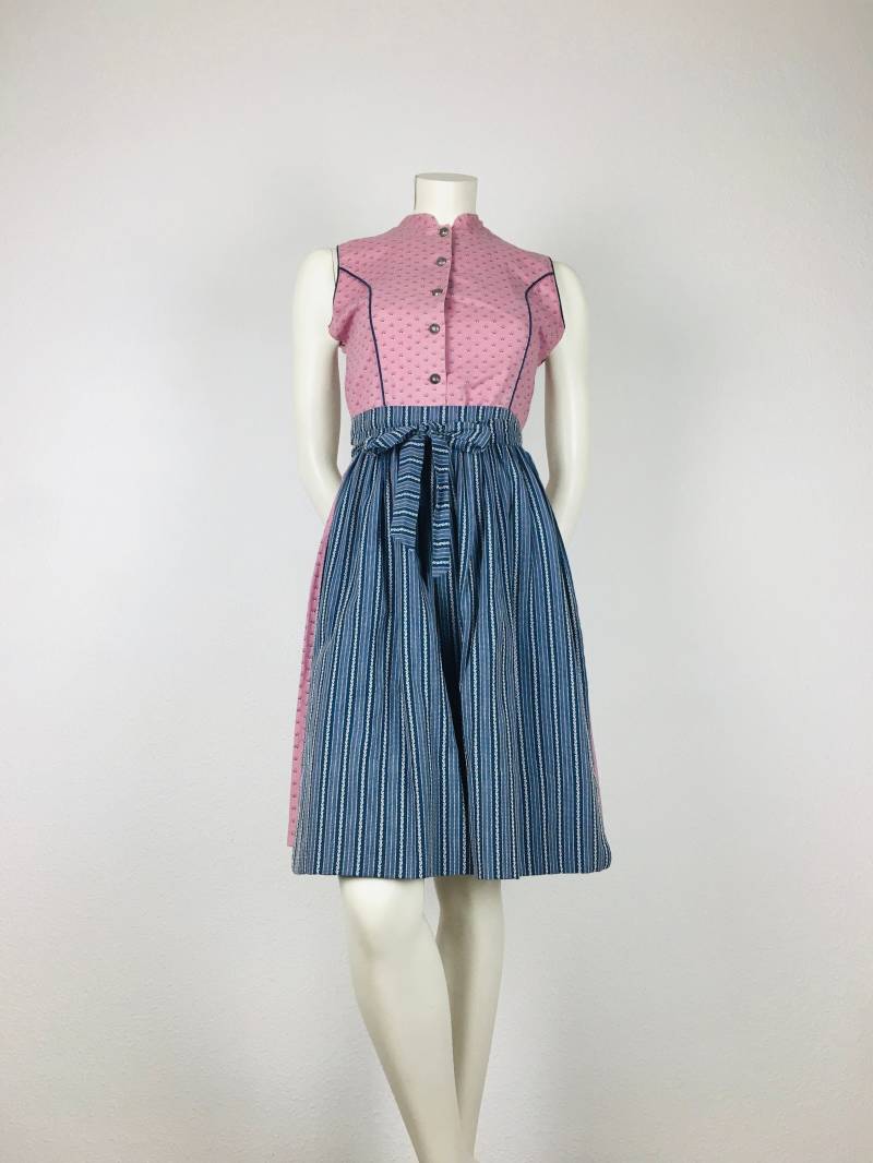 Dirndl Vintage | xs/S Mini Dunkelrosé Optional Mit Dunkelblau Gemusterter Schürze von 22nddresses
