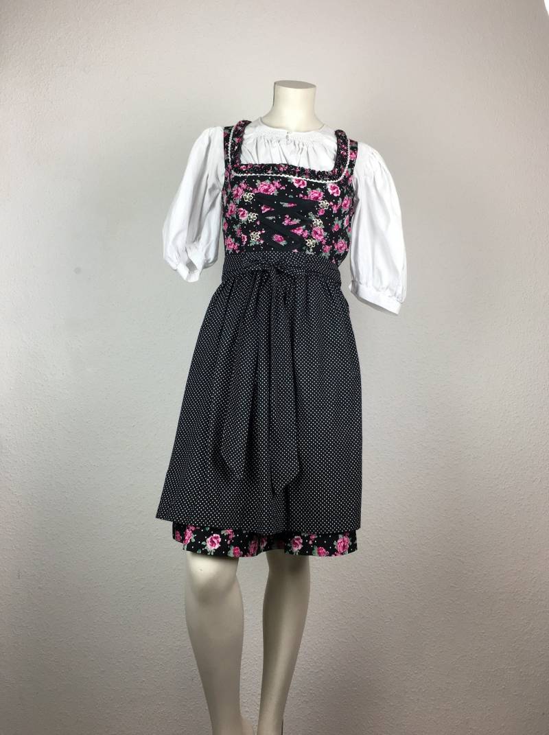 Dirndl | xs 32 Mini Schwarz Blumen Mit Passender Schürze von 22nddresses