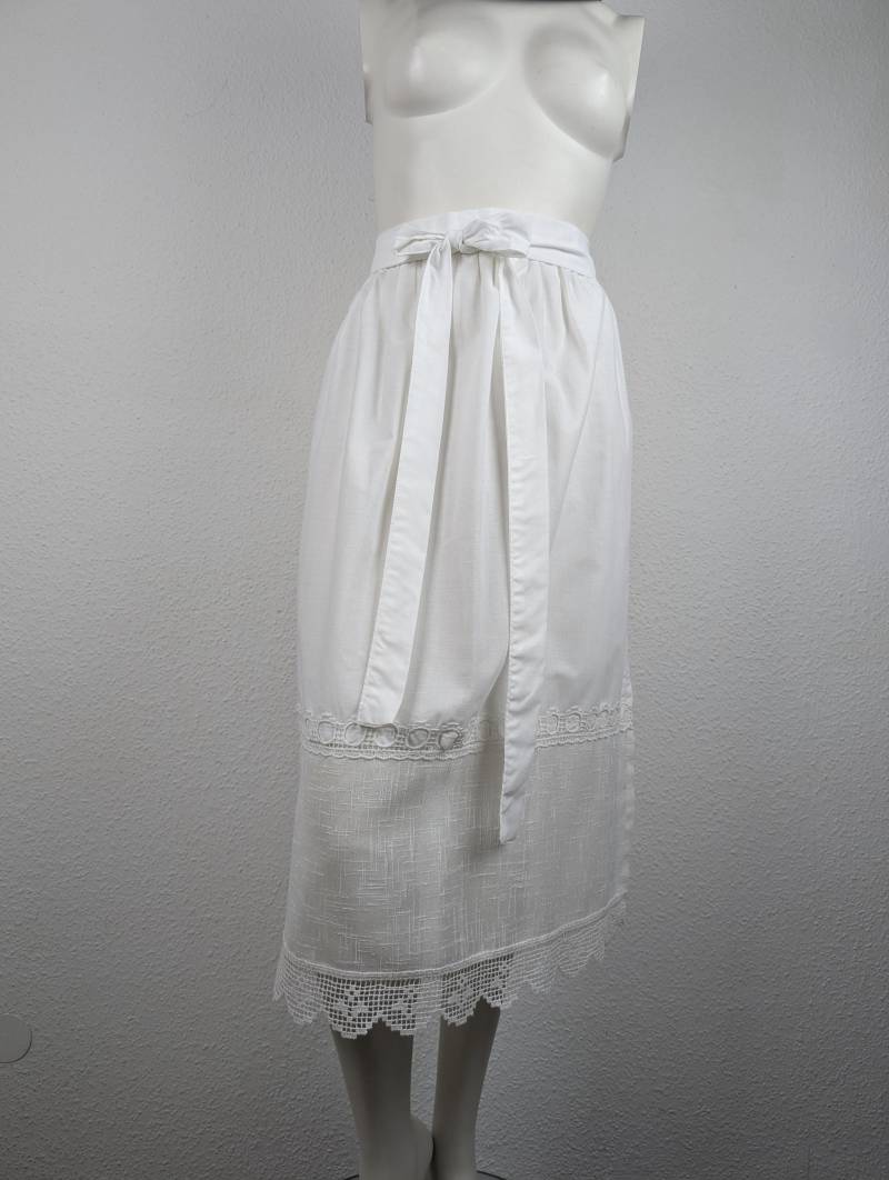 Dirndlschürze | Medium/L - 73 cm Weiß Bordüre von 22nddresses
