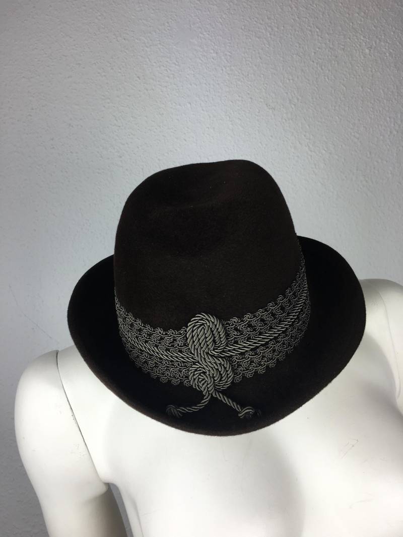 Trachten-Hut 53 cm Damen/Kind Filz Braun Mit Deko-Band von 22nddresses