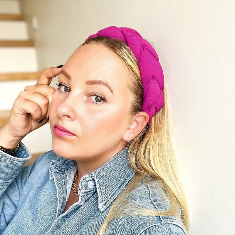 Oversized Pink Stirnband Geflochten Handgefertigtes, Gepolstertes Haar Accessoire von 23FAIRYTALES