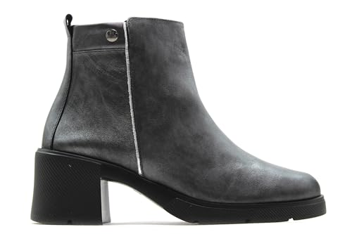 24 HRS - 24 HRS Damenstiefel aus Ossid Leder Anthrazit Modell 26609 mit Plattform und breitem Absatz - Leder, Ossid Anthrazit, 37 EU von 24 HORAS