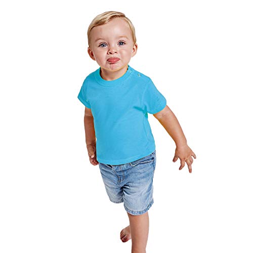 Buntes T-Shirt mit kurzen Ärmeln für Babys, aus 100 % Baumwolle, bequem, weich, warm und angenehm anzufassen., Modern, K-38, Blau, K-38 24 Monate von 24 JOYAS