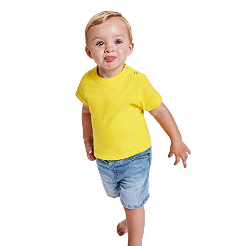 Buntes T-Shirt mit kurzen Ärmeln für Babys, aus 100 % Baumwolle, bequem, weich, warm und angenehm anzufassen., Modern, K-38, Gelb, K-38 18 Monate von 24 JOYAS