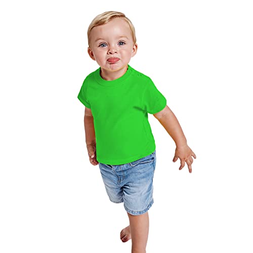 Buntes T-Shirt mit kurzen Ärmeln für Babys, aus 100 % Baumwolle, bequem, weich, warm und angenehm anzufassen., Modern, K-38, Grün, K-38 6 meses von 24 JOYAS