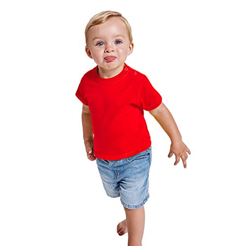 Buntes T-Shirt mit kurzen Ärmeln für Babys, aus 100 % Baumwolle, bequem, weich, warm und angenehm anzufassen., Modern, K-38, Rot, K-38 6 meses von 24 JOYAS