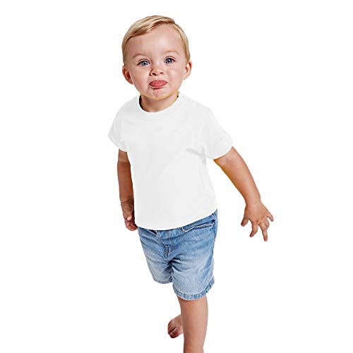 Buntes T-Shirt mit kurzen Ärmeln für Babys, aus 100 % Baumwolle, bequem, weich, warm und angenehm anzufassen., weiß, 12 Monate von 24 JOYAS