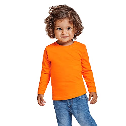 Buntes T-Shirt mit langen Ärmeln für Babys, aus 100 % Baumwolle, bequem, weich, warm und angenehm anzufassen., K-25, Orange, K-25 80 von 24 JOYAS