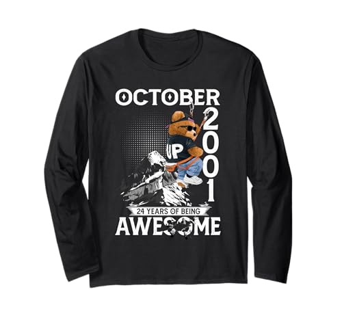24th Birthday The Bear Legends October 2001 24 Years Old Men Langarmshirt von 24 Years Old Awesome Cool Bear Since October 2001