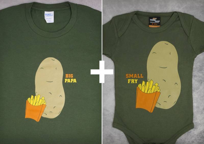Kleine Fry & Big Papa Geschenk-Set - Passende Vater Sohn Und Baby Grafik Onepiece Und T-Shirt // Shower Geschenk Neuer Neues von 247Daddyhood