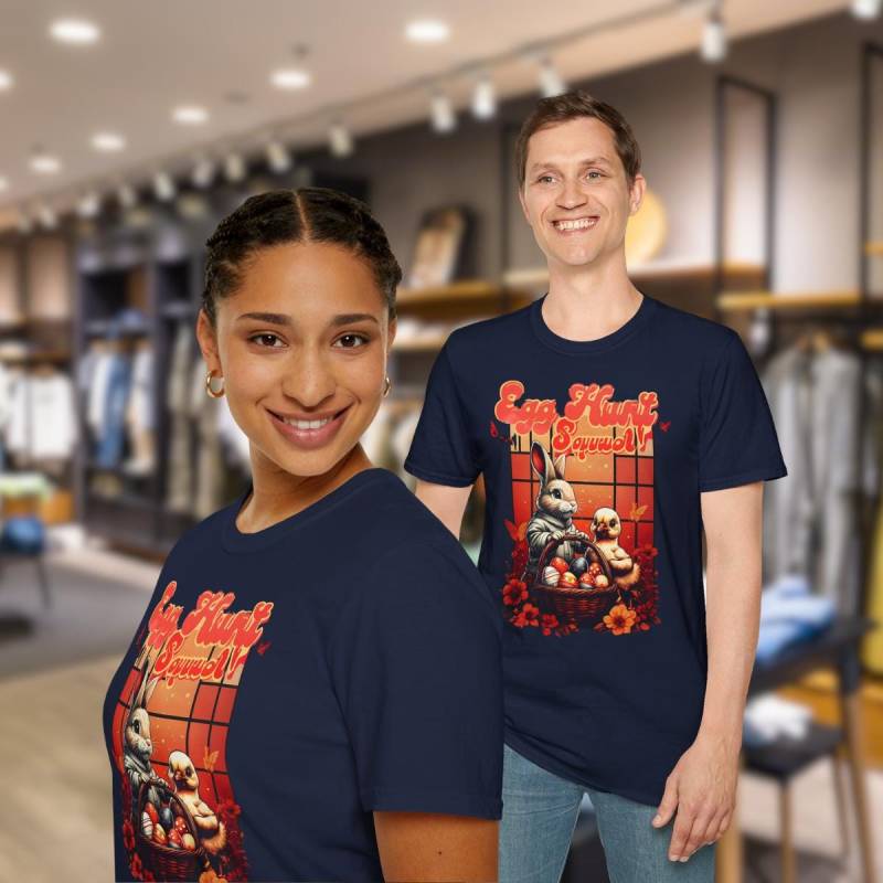 Egg Hunt Squad Unisex Softstyle Baumwoll-T-Shirt, Passendes Ostergeschenk Für Die Familie, Perfektes Outfit Osterfeierlichkeiten von 24BigDotStore