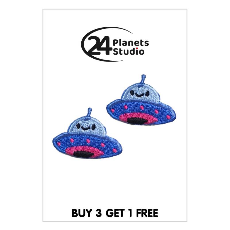 2 Mini Lustige Blaue Ufo Bügelbilder Von 24Planetsstudio 2 Mini Lustige Blaue Ufo Bügelbilder Von 24Planetsstudio von 24PlanetsStudio