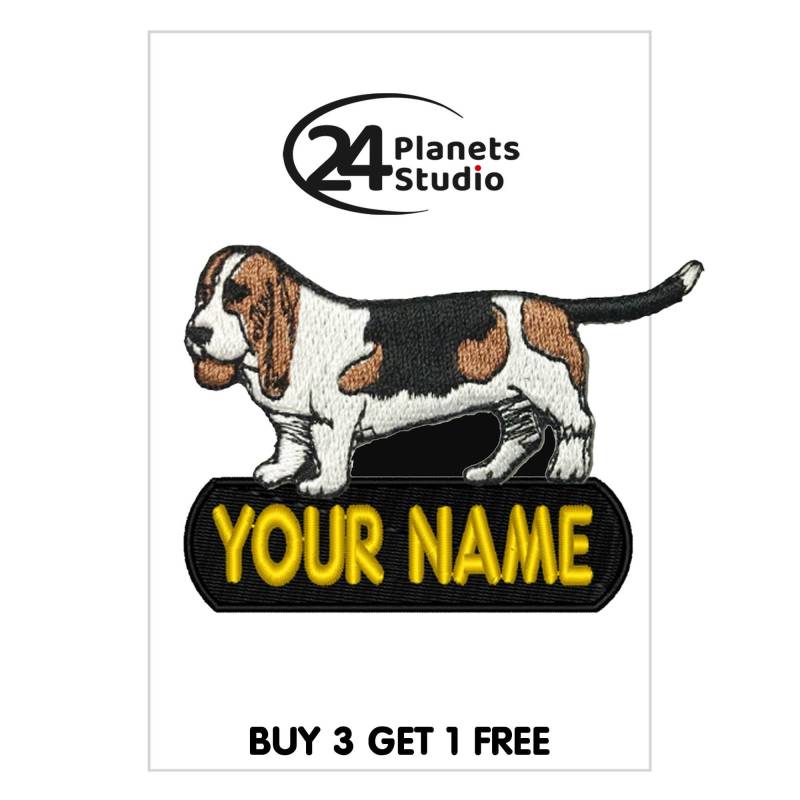 Basset Hound "Ihr Name" Aufnäher Aufbügler Von 24Planetsstudio Personalisierter Text Basset Hound "Ihr Name" Aufnäher Aufbügler Von 24Planetsstudio Personalisierter Text von 24PlanetsStudio